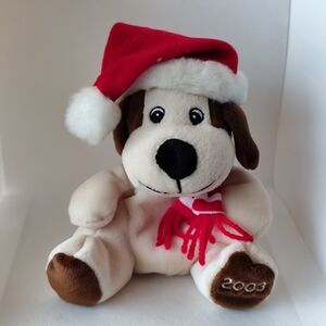 Christmas Dog Baxter Sears Exclusive 2003 6" Plush & Beans